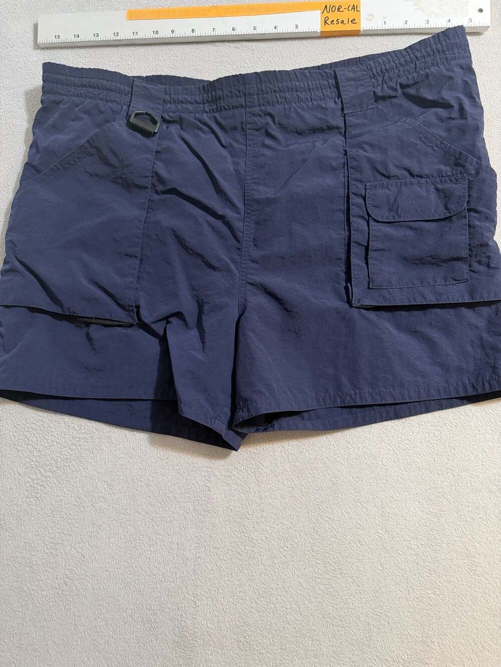 Bill Blass Menswear Navy Blue Nylon Utility Cargo Shorts